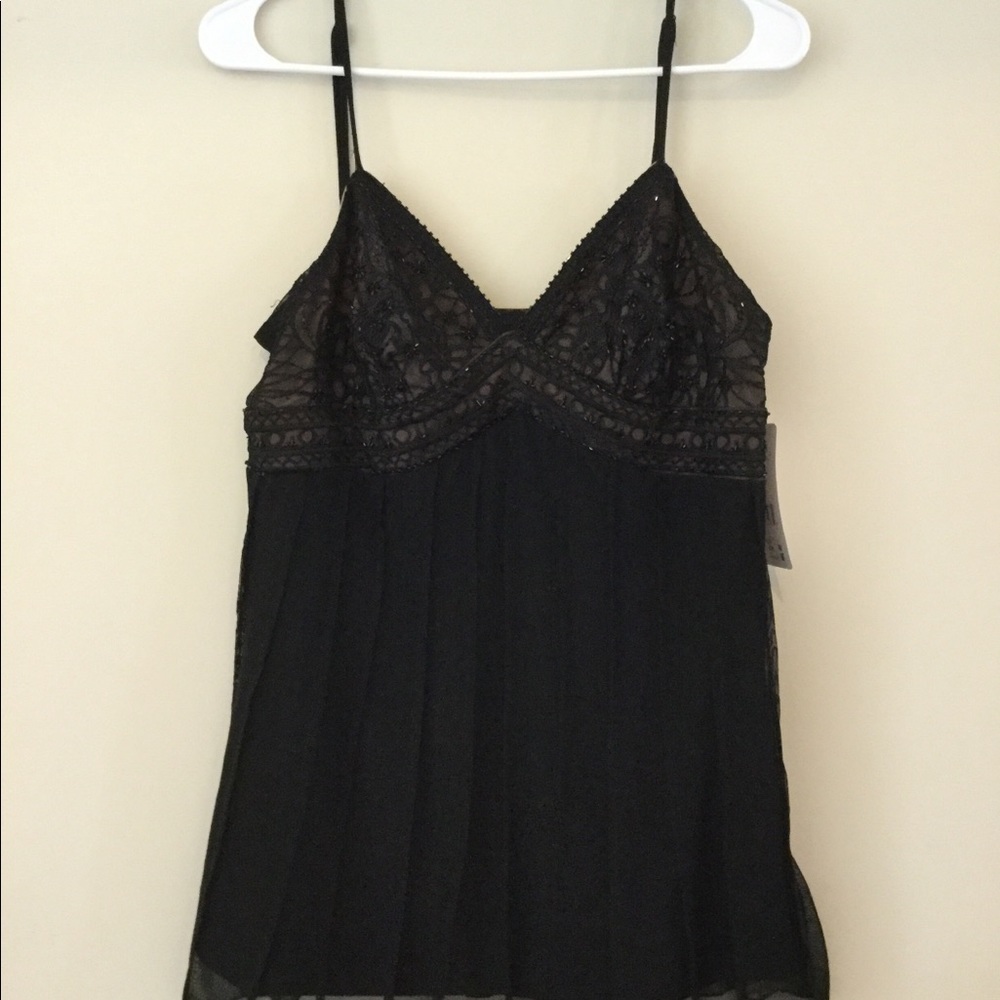 BEADED DRESSY BLACK CAMISOLE ADJUSTABLE STRAPS